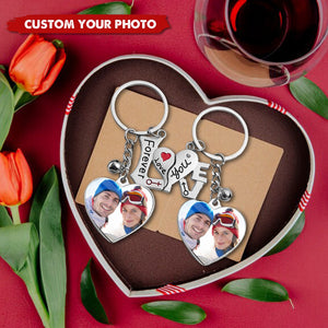 Couple Photo Heart Pendant Personalized Keychain, with Photo,Gift Idea for Anniversary Birthday Valentine's Day