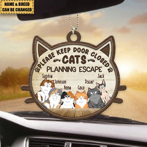 Please Keep Door Closed, Cat Planning Escape - Personalized Ornament - Gift For Cat Owners