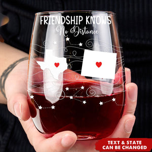 Multi States Long Distance Family Friends Siblings Daughter - Personalized Stemless Wine Glass