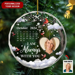 Custom Photo Calendar The Day God Called You Home Memorial - Personalized Circle Glass Ornament