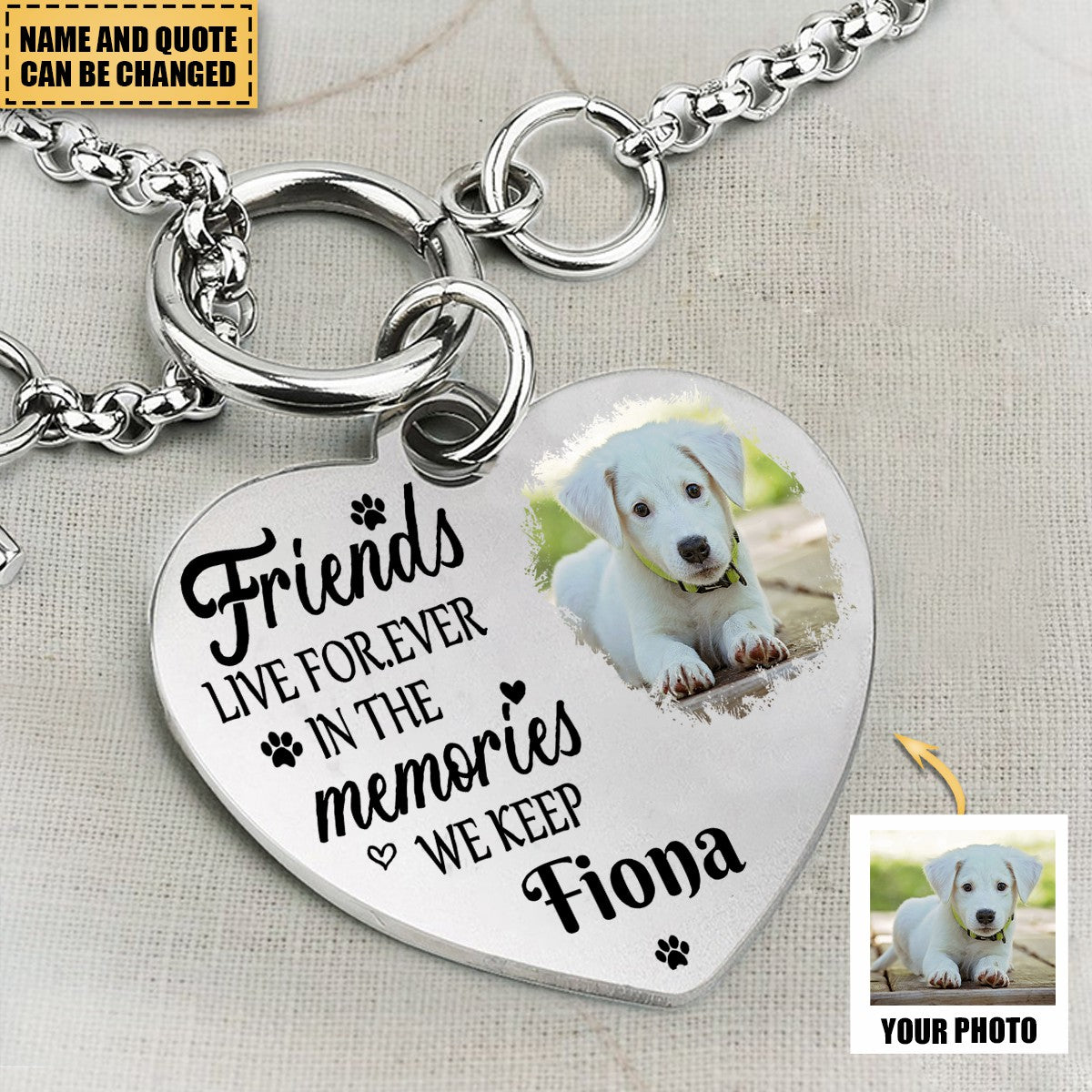 Friends Live Forever In The Memories We Keep - Personalized Photo Heart Bracelet