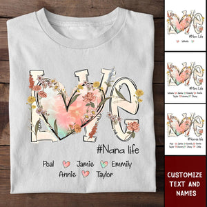 Love Grandma Life Flower Mother's Day Personalized T-Shirt