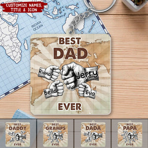 Best Dad Papa Ever Map Personalized Acrylic Keychain