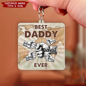 Best Dad Papa Ever Map Personalized Acrylic Keychain