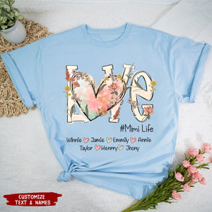 Love Grandma Life Flower Mother's Day Personalized T-Shirt