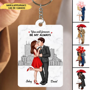 Elegant Couple Love Skyline Personalized Acrylic Keychain