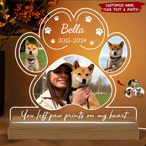 Dog Cat Pet Loss Photo Inserted Personalized Custom Shape Warm LED Night Light