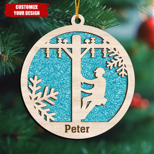 Personalized Lineman Ornament - Lineman Christmas Hanging Ornament Lineman Gift Xmas Tree