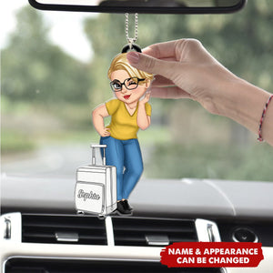 Just A Girl Who Loves Traveling Beach Vacation - Personalized Acrylic Car Ornament