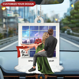 Embracing Couples On Window Personalized Acrylic Car Ornament