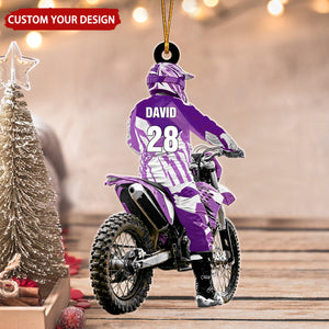 Motocross Racer Backview Personalized Ornament, Gift For Motocross Lovers