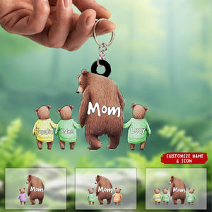 Bear Mom Grandma With Kids - Personalized Acylic Keychain