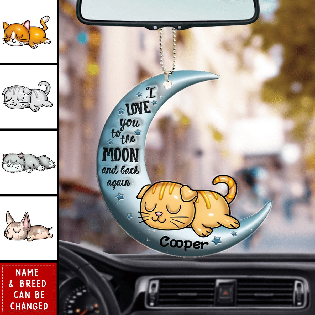 Cute Sleeping Cat Personalized Acrylic Ornament, Gift For Cat Lovers