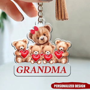 Grandma/ Mama Bear With Little Bear Kids Personalized Acrylic Keychain