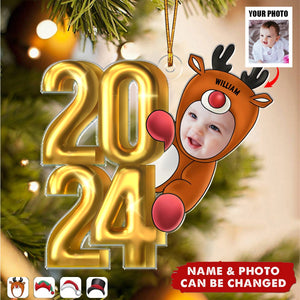 Custom Photo Christmas 2024 Santa Baby - Personalized Cutout Acrylic Ornament