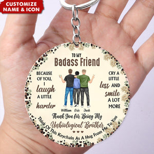 Because Of You, I Laugh A Little Harder - Personalized Keychain - Gift For Best Friends, BFF, Sisters