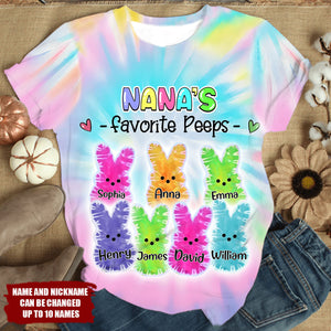 Personalized Grandma's Favorite Easter Tie Dye Style All-over Print T-shirt,Easter Gift