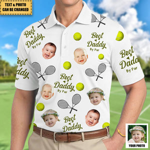 Best Daddy By Par - Personalized Photo Tennis Polo Shirt