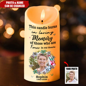 This Candle Burns In Loving Memory - Memorial Personalized Photo LED Candle