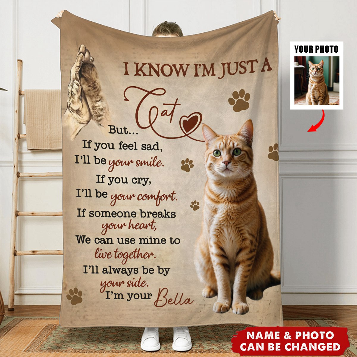 Personalized Cat Blanket - Upload Photo - Gift Idea For Cat Lover - I'lI Always Be By Your Side