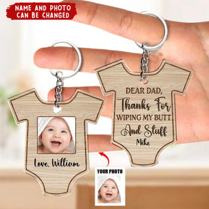 Custom Photo Thanks For Wiping - Gift For New Father - Personalized Acrylic Keychain