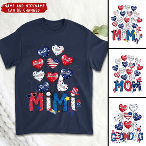 Up to 16 Kids - Grandma / Nana / Gigi /... - 4th of July Balloons - Personalized Shirt