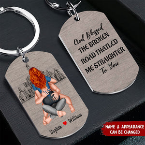 Personalized Couples Keychain - Engraved Stainless Steel Safe Driving Gift for Him & Her | Romantic Anniversary Wedding Present for Couple