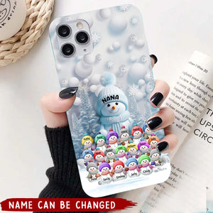 Christmas Blue Vibe Snowman Grandma Mom Colorful Kids Personalized Phone Case