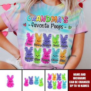 Personalized Grandma's Favorite Easter Tie Dye Style All-over Print T-shirt,Easter Gift