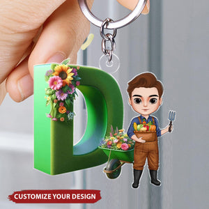 Gardening Keychain - Custom Alphabet Letter Gifts For Gardening Lovers