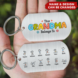 This Grandma Belongs To Drawing - Personalized Engraved Stainless Steel Keychain