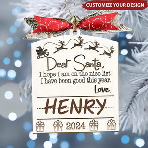 Custom Dear Santa Child's Personalized Christmas Ornament