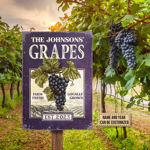 Personalized Grape Farm Fresh Customized Classic Metal Signs