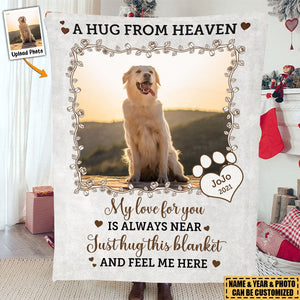 Custom Photo A Hug From Heaven - Sympathy Gift, Memorial Gift For Your Loved Ones,Personalized Fleece Blanket