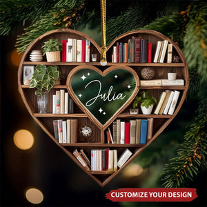 Personalized Christmas Book Tree Name Ornament - Custom Bookish Ornament For Book Lover