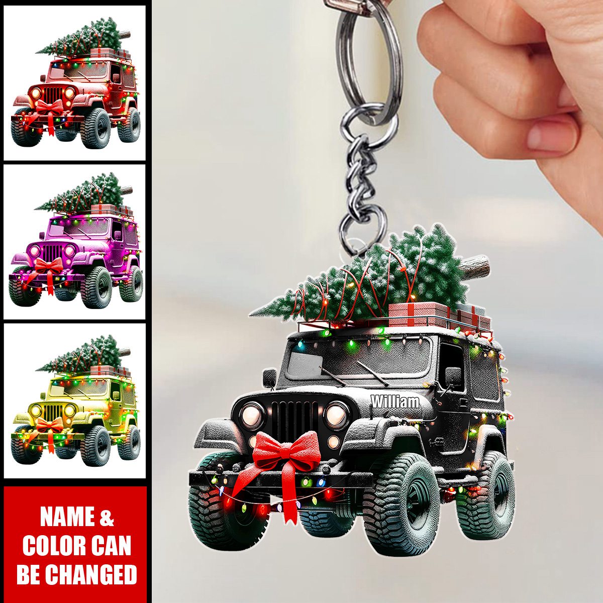 Off-road Christmas Tree Personalized Keychain, Christmas Gift For Off-road Lovers