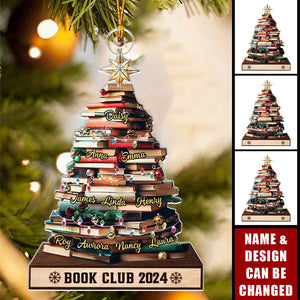 Christmas Tree Book Club Custom Names - Personalized Acrylic Ornament