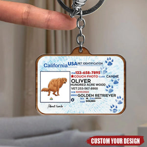 Dog Lovers - Funny Dog License Tag ID - Personalized Acrylic Keychain