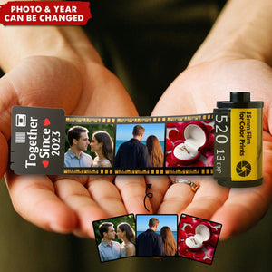 Custom Photo Together Since - Personalized Film Roll Keychain - Loving, Anniversary Gift For Couples, Husband, Wife