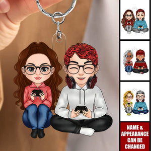 Gamer Couples Stay Together - Personalized Couples Keychain - Valentine's Day Gift