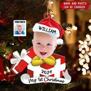 Custom Photo Hi I'm New Here - Family Personalized Acrylic Ornament  - Christmas Gift For Baby Kids, Newborn Baby