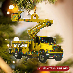 Lineman Truck - Personalized Acrylic Ornament, Christmas Gift For Lineman