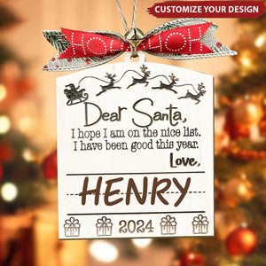 Custom Dear Santa Child's Personalized Christmas Ornament