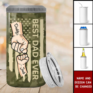 Best Dad Ever Nation Flag Fist Bumps Personalized Can Cooler