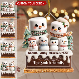 Marshmallow Lovely Family - Personalized Acrylic Christmas Ornament