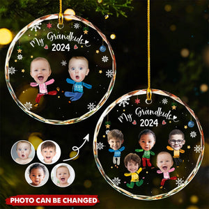 Custom Photo My Grandkids Grandparents Family - Personalized Circle Glass Ornament