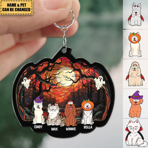 Happy Halloween With Fur Babies - Personalized Acrylic Keychain