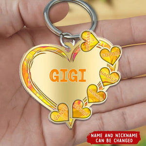 Golden Grandma- Mom Loves Sweet Heart Kids Personalized Acrylic Keychain