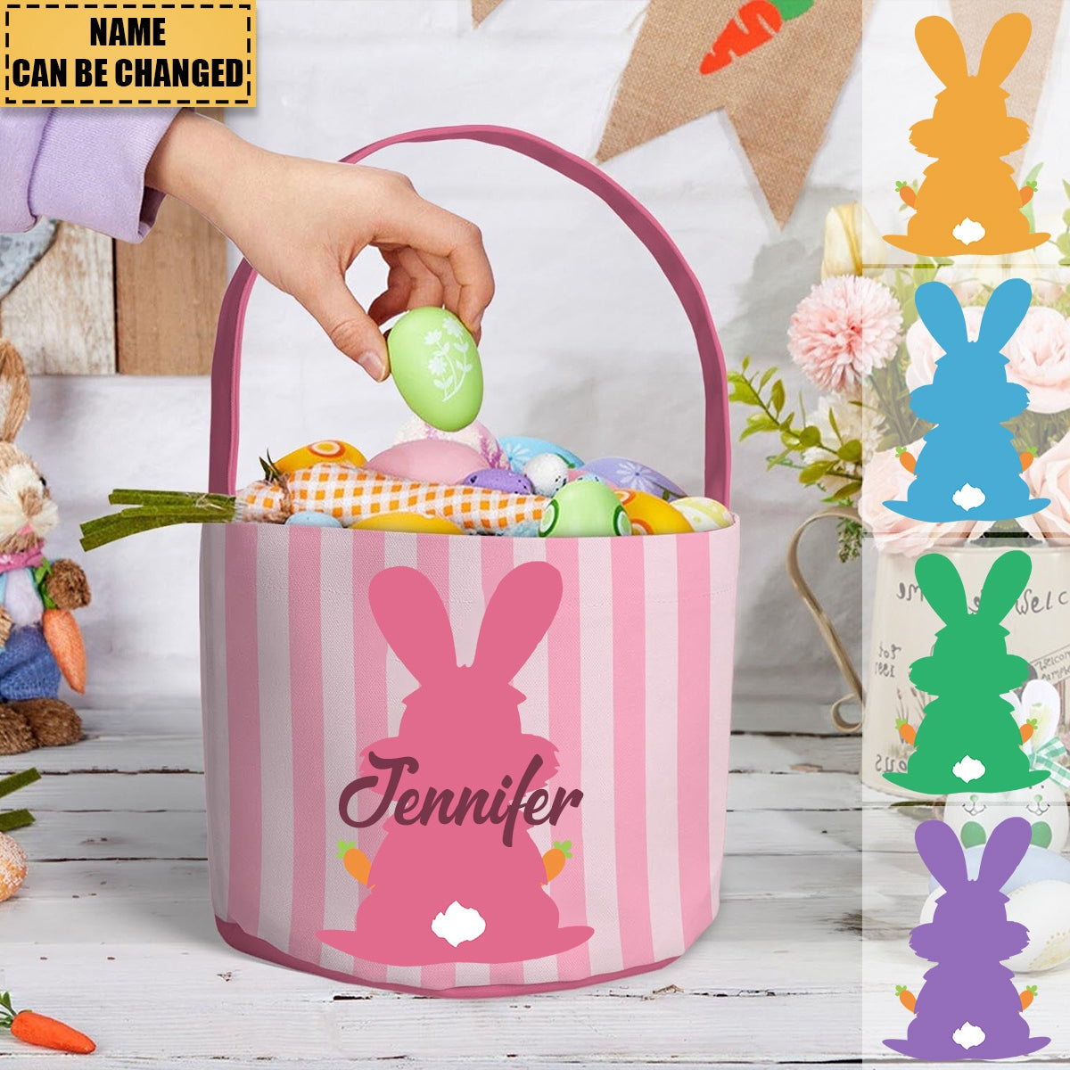 Customizing Kid's Name With Easter Bunny - Personalized Easter Basket