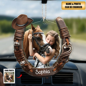 Personalized Custom Photo Gifts For Couple Love Horse Riding Acrylic Ornament